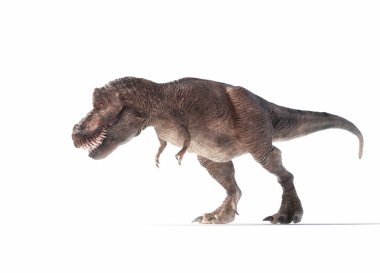 Beyaz arka planda Tyrannosaurus rex. Bu 3 boyutlu bir çizim.