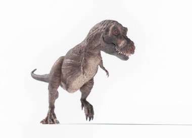 Beyaz arka planda Tyrannosaurus rex. Bu 3 boyutlu bir çizim.