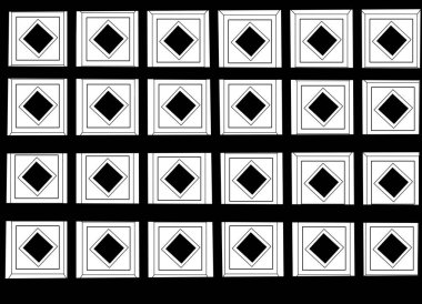 Siyah ve beyaz kare desenli. Geometrik soyut vektör sanatı.