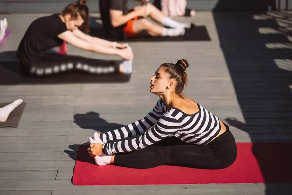 Yogi Woman Diverse Group Young Sporty People Practicing Yoga Female —  Fotos de Stock