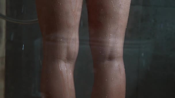 Water Shower Splashing Leg — Stock Video