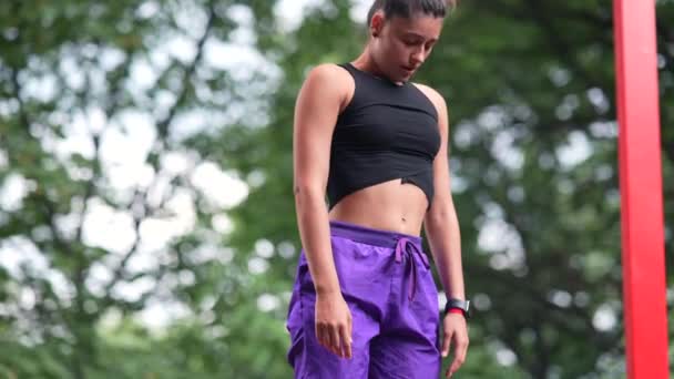 Sabah Sporu Sağlıklı Yaşam Tarzı Kavramı Spor Giyim Sektöründe Genç — Stok video