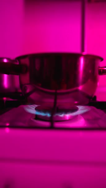Oală Apă Clocotită Aragaz Bucătărie — Videoclip de stoc