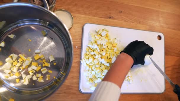 Draufsicht Der Hände Schöne Mädchen Kochen Für Weihnachtsfeier Hochwertiges Filmmaterial — Stockvideo