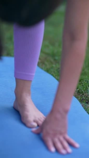Yaz Parkında Güzel Bir Anne Atletik Kızı Spor Yapıyorlar Yüksek — Stok video
