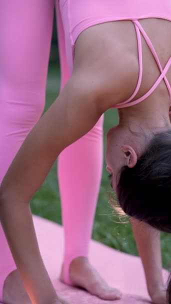 一个夏天的一天 公园里的集体瑜伽课 高质量的4K镜头 — 图库视频影像