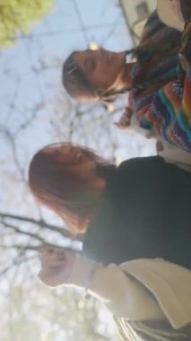 Hippi cazibesiyle, çarpıcı kızlar ukulelelerin melodisine ve dansına bayılıyorlar. Yüksek kalite 4k görüntü