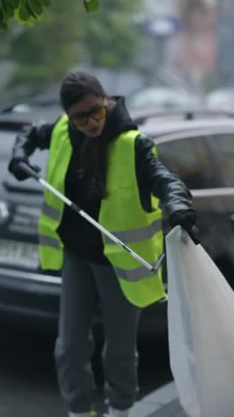 Limpeza Ruas Municipais Serviços Cidade Dedicados Saneamento Rua Imagens Alta — Vídeo de Stock