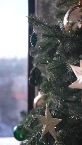 Guarnições Natal Atuais Abeto Festivo Imagens Alta Qualidade — Vídeo de Stock