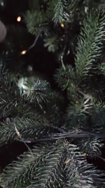 Decorazione Vacanza Alla Moda Sull Albero Natale Filmati Alta Qualità — Video Stock