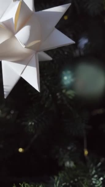 Abbellimenti Stagionali Aggiornati Sull Albero Natale Filmati Alta Qualità — Video Stock