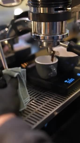 Appealing Process Making Aromatic Coffee Dining Place High Quality Footage — Stock Video