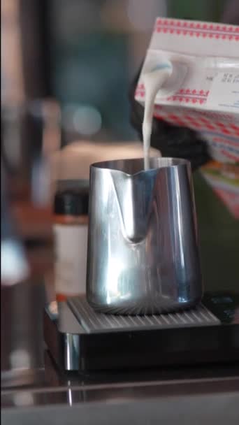Beautiful Shot Capturing Details Coffee Preparation Process Establishment High Quality — Stock Video