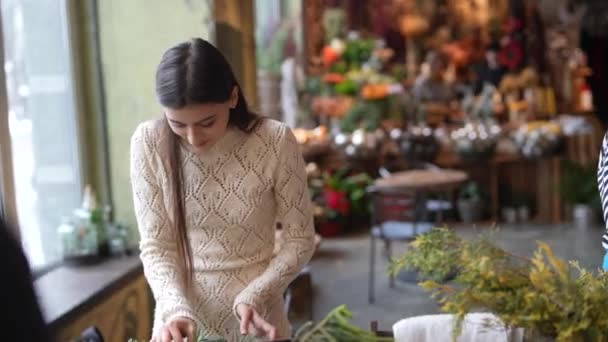 Dekor Dükkanının Sahibi Tarafından Sağlanan Yeni Yıl Süslemeleriyle Ilgili Bilgiler — Stok video