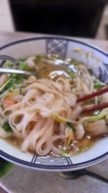 Lezzetli, aromatik ramen çorbası. Yüksek kalite 4k görüntü