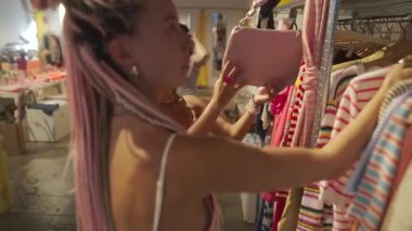 İki arkadaş şık giysileri ve şık aksesuarları keşfetti. Canlı bir butikte keyifli bir yolculuk.