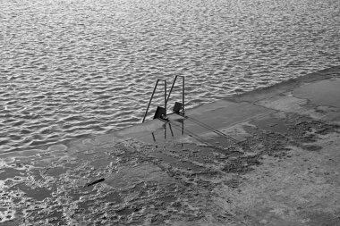 A ladder enabling swimmers to climb in and out of the Marine Lake in Weston-super-Mare, UK