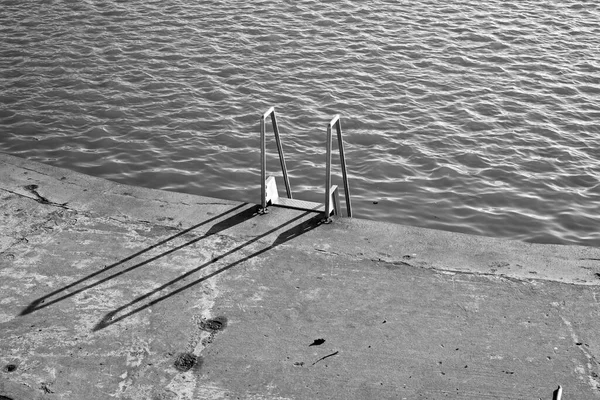 A ladder enabling swimmers to climb in and out of the Marine Lake in Weston-super-Mare, UK