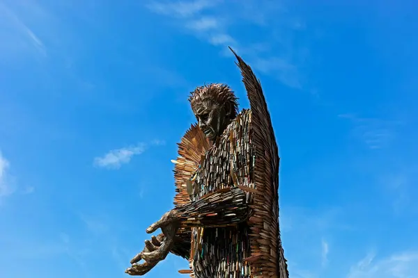 stock image The Knife Angel in Weston-super-Mare, UK on 10 May 2024. The Knife Angel is a sculpture made from knives seized by the police which is designed to raise awareness of the problem of knife violence.