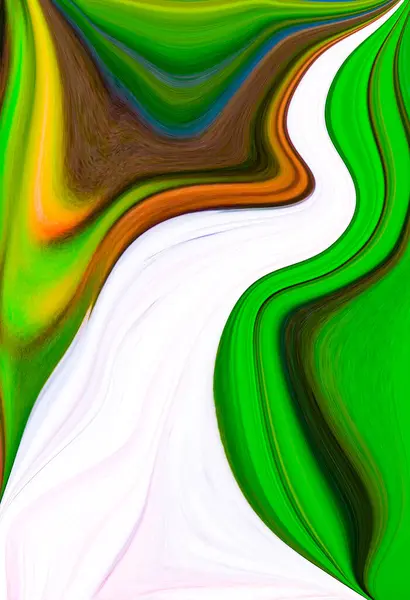 Abstraktní Vlna Linka Kudrlinky Vícebarevné Zelená Bílá Hnědá Žlutá Růžová — Stock fotografie