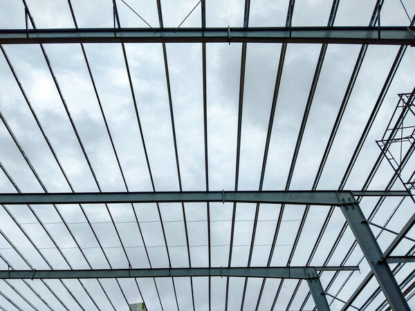Factory roof steel structure construction industry, architecture, teaching materials