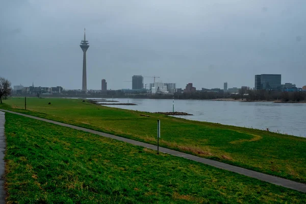 German City Dusseldorf Left Bank Rhine River — Stock Photo, Image