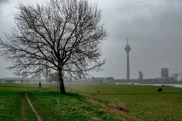 Ville Allemande Düsseldorf Sur Rive Gauche Rhin — Photo