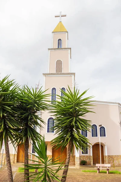 Vista Frontal Paroquia Nossa Senhora Abadia Entre Plantas Cidade Anápolis — Fotografia de Stock