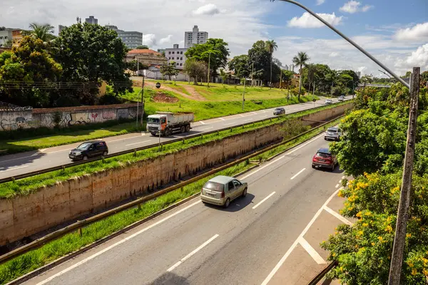 stock image Section of Marginal Botafogo photographed from the top of the viaduct on a calm day. Side view.