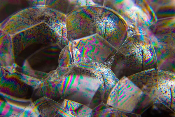 Макродетали Пузырей Пене Мыла Черной Поверхности — стоковое фото