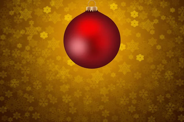 Красный Рождественский Шар Золотом Фоне — стоковое фото