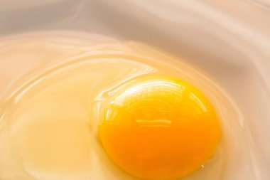 Beyaz bir porselen tabakta çiğ yumurta..