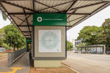 Goias 'taki Goiania kentindeki bir BRT istasyonunun detayları.