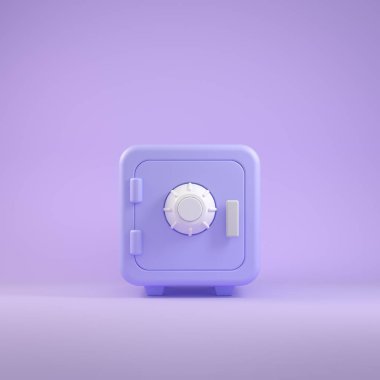 Minimum Stil Güvenli Kasa Gizli Hazine Mor Pastel Özgeçmişi üzerine Mali Konsept 3d