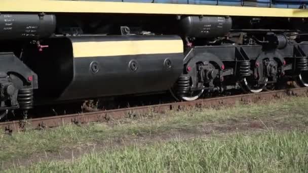 Locomotive Wheels Close Old Train Locomotive Moving Train Railroad Track — Video
