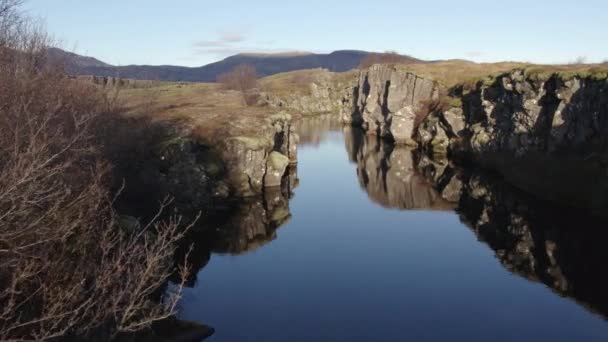 Thingvellir Zlanda Hava Çekimi — Stok video