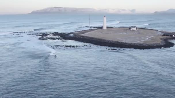 Surf Nelle Fredde Acque Artiche Dell Islanda — Video Stock