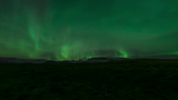 Aurora Borealis Τοπία Στην Ισλανδία — Αρχείο Βίντεο