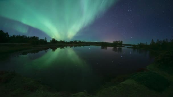 Aurora Borealis Τοπία Στην Ισλανδία — Αρχείο Βίντεο