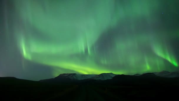 Aurora Borealis Landschappen Ijsland — Stockvideo