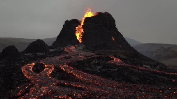 Vulkanudbrud Geldingadal Island 2021 – Stock-video