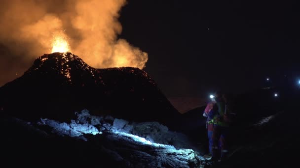 Volcanic Eruption Geldingadal Iceland 2021 — Stok video