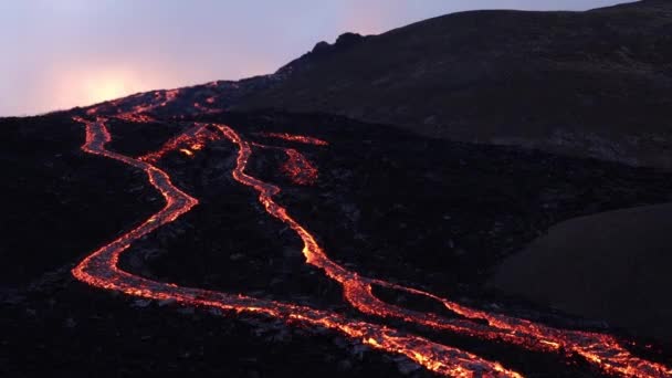 Volcanic Eruption Geldingadal Iceland 2021 — Stok Video