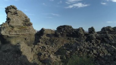 Aerial footage of Dimmu Borgir in Myvatn Iceland