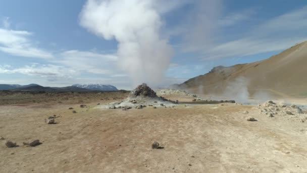 Aerial Footage Hverir Geothermal Area Myvatn Iceland — стокове відео