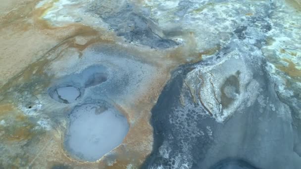 Aerial Footage Hverir Geothermal Area Myvatn Iceland — Vídeo de Stock