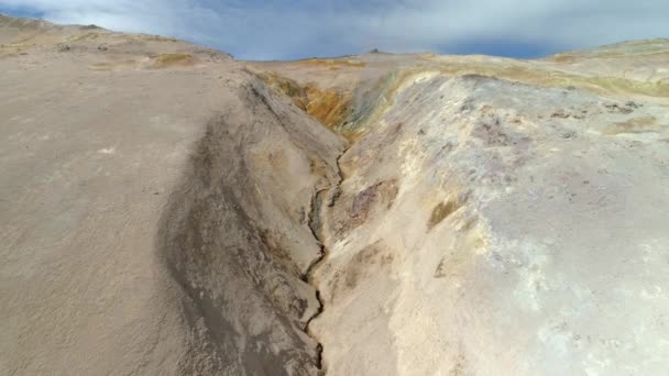 Luftaufnahmen Von Hverir Geothermischem Gebiet Myvatn Island — Stockvideo