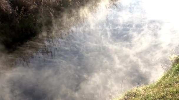 Abstract Steam Patterns Calm Water Iceland Wetlands — Stockvideo