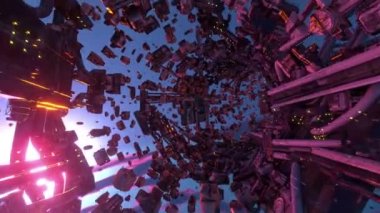 3D soyut animasyon bilim kurgu distopya uzaylı dünyaları