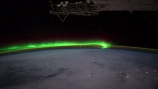 Aurora Boreal Vista Desde Estación Espacial Internacional Órbita Terrestre — Vídeo de stock
